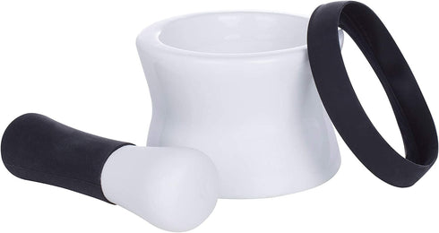 HEALTHSMART Porcelain Mortar and Pestle with Black Silicone Base